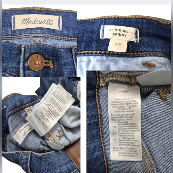 Madewell 9" Midrise Skinny Jeans Size 26 27" Inseam - Picture 5 of 12